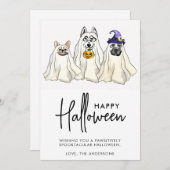 Cute Dog Ghosts Funny Animals Pets Happy Halloween Feestdagenkaart (Voorkant / Achterkant)