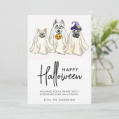 Cute Dog Ghosts Funny Animals Pets Happy Halloween Feestdagenkaart (Staand voorkant)