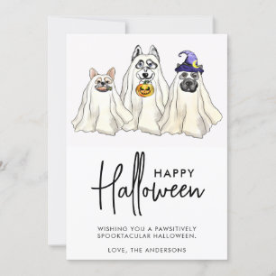 Cute Dog Ghosts Funny Animals Pets Happy Halloween Feestdagenkaart