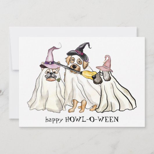 Cute Dog Ghosts Specialized Happy Halloween Feestdagenkaart (Voorkant)