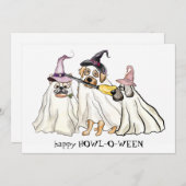 Cute Dog Ghosts Specialized Happy Halloween Feestdagenkaart (Voorkant / Achterkant)