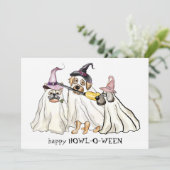 Cute Dog Ghosts Specialized Happy Halloween Feestdagenkaart (Staand voorkant)