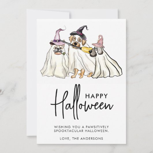 Cute Dog Ghosts Specialized Pets Happy Halloween Feestdagenkaart (Voorkant)