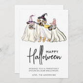 Cute Dog Ghosts Specialized Pets Happy Halloween Feestdagenkaart (Voorkant / Achterkant)