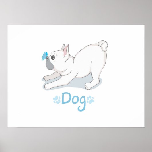 Cute Dog Gift | Funny dog met vlinder Poster (Voorkant)