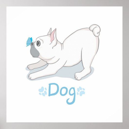 Cute Dog Gift | Funny dog met vlinder Poster (Voorkant)