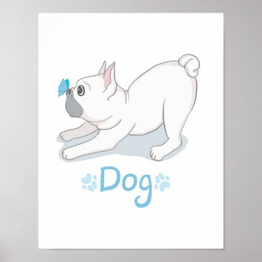 Cute Dog Gift | Funny dog met vlinder Poster (Voorkant)
