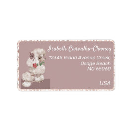 Cute dog girl hart en roos romantisch aangepast la etiket