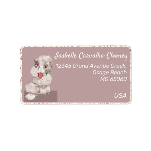 Cute dog girl hart en roos romantisch aangepast la etiket (Voorkant)