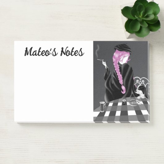 Cute Dog & Girl in Café in Paris Post-It Notes (Kantoor)