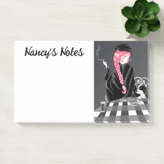 Cute Dog & Girl in Café in Paris Post-It Notes (Kantoor)