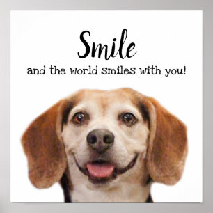 Cute Dog glimlachen Foto Smile Quote Beagle Poster