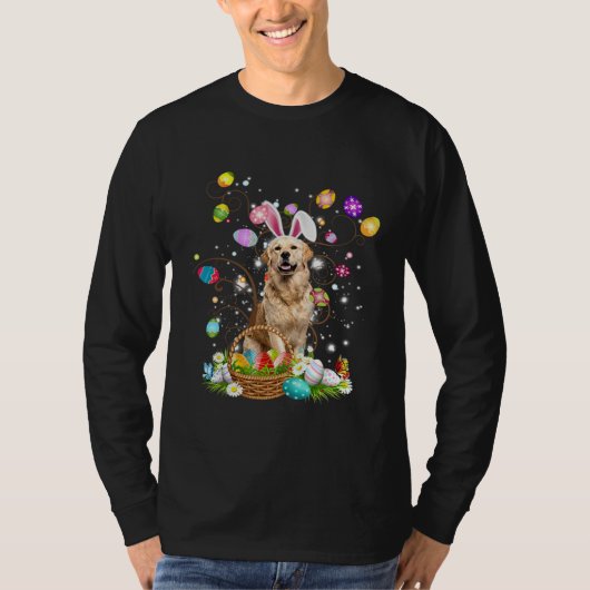 Cute Dog Golden Retriever  Easter Day Egg Hunting T-shirt (Voorkant)