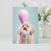 Cute Dog Golden Retriever Flat Wenskaart Bedankkaart (Staand voorkant)