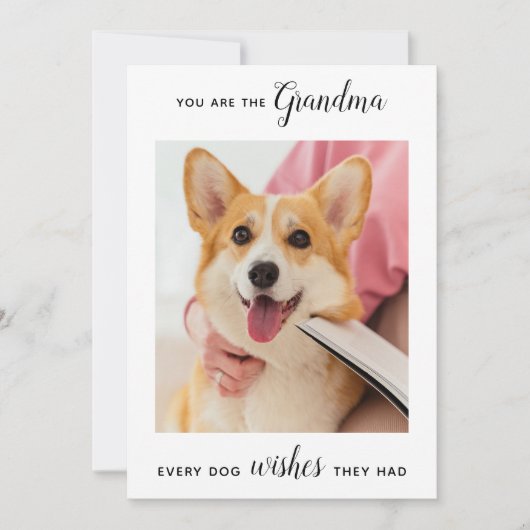 Cute Dog Grandma Personalized Pet Photo Birthday Feestdagenkaart (Voorkant)