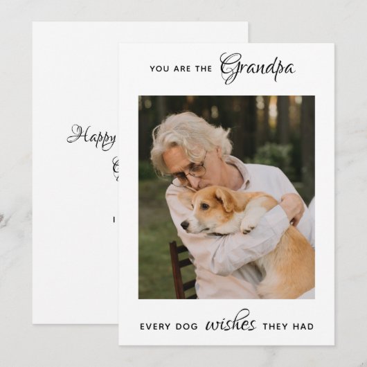 Cute Dog Grandpa personaliseert de vaderdag van de Feestdagenkaart (Voorkant / Achterkant)