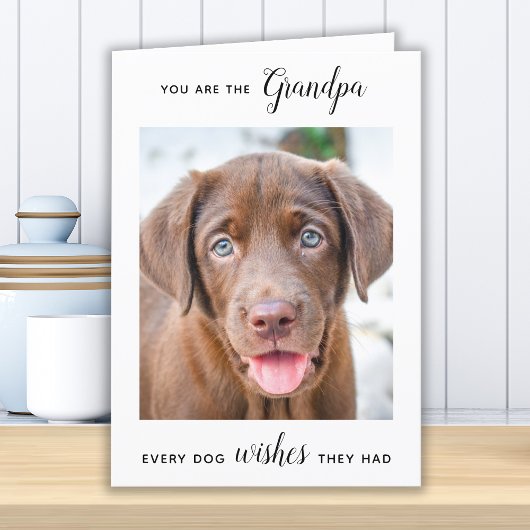 Cute Dog Grandpa Personalized Pet Photo Birthday Feestdagen Kaart