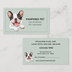 Cute Dog Groomer Green Business Appointment Card Afsprakenkaartje