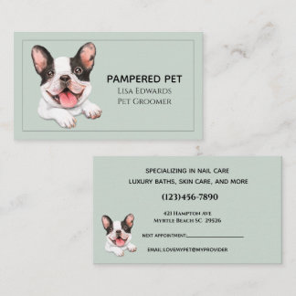 Cute Dog Groomer Green Business Appointment Card Afsprakenkaartje