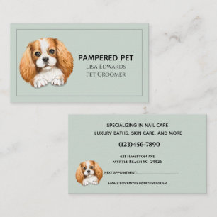 Cute Dog Groomer Green Business Appointment Card Afsprakenkaartje