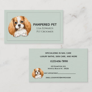 Cute Dog Groomer Green Business Appointment Card Afsprakenkaartje