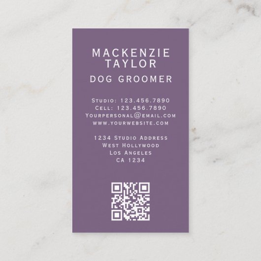Cute Dog Groomer Personalized Spa Style Visitekaartje (Achterkant)