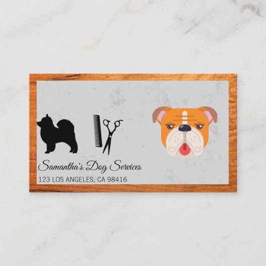 Cute Dog Groomer Stylist Shears Visitekaartje (Voorkant)