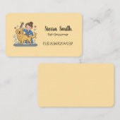 Cute Dog Groomer Yellow Golden Retriever Pet Work Visitekaartje (Voorkant / Achterkant)