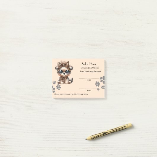 Cute dog grooming Appointment Post-it® notes (Op bureau)