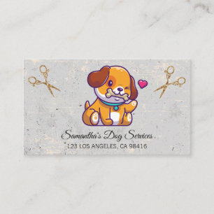 Cute Dog Grooming Elegant Shears Visitekaartje