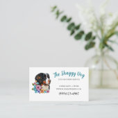 Cute Dog Grooming Floral Pet Service Visitekaartje (Staand voorkant)