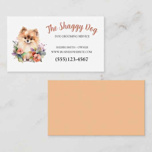 Cute Dog Grooming Floral Pet Service Visitekaartje (Voorkant / Achterkant)