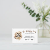 Cute Dog Grooming Floral Pet Service Visitekaartje (Staand voorkant)