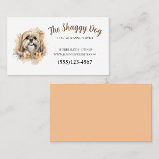 Cute Dog Grooming Floral Pet Service Visitekaartje