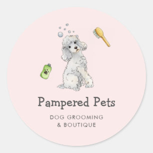 Cute Dog grooming Pet boutique Ronde Sticker