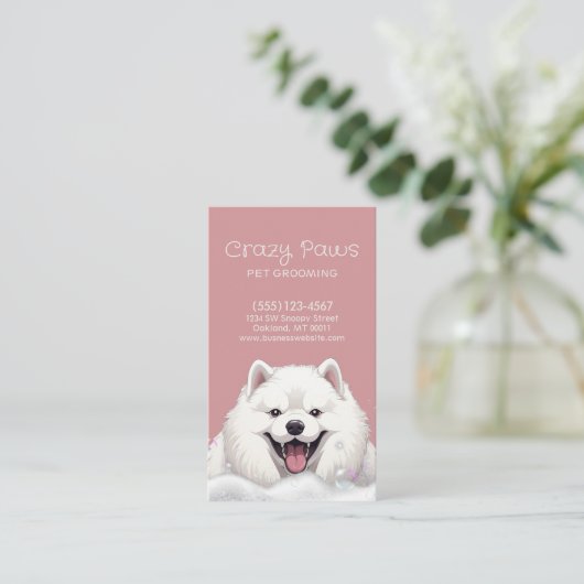 Cute Dog Grooming Pet Service Visitekaartje (Staand voorkant)