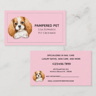 Cute Dog Grooming Pink Business Appointment Card Afsprakenkaartje