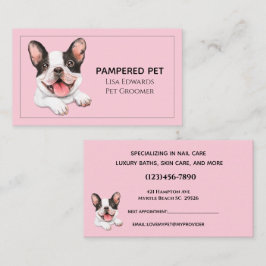 Cute Dog Grooming Pink Business Appointment Card Afsprakenkaartje