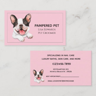 Cute Dog Grooming Pink Business Appointment Card Afsprakenkaartje