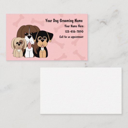 Cute Dog Grooming Visitekaartjes (Voorkant / Achterkant)