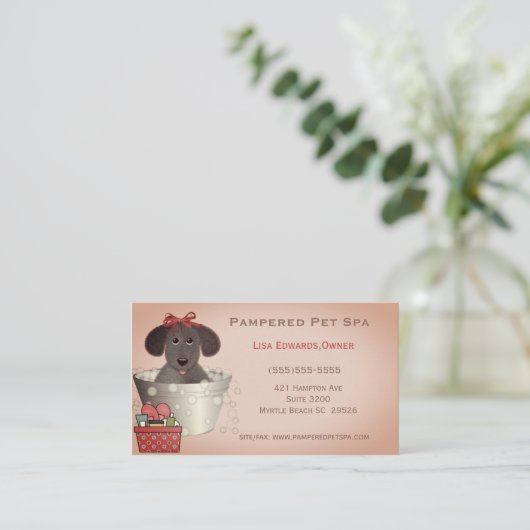 Cute Dog Grooming Visitekaartjes (Staand voorkant)