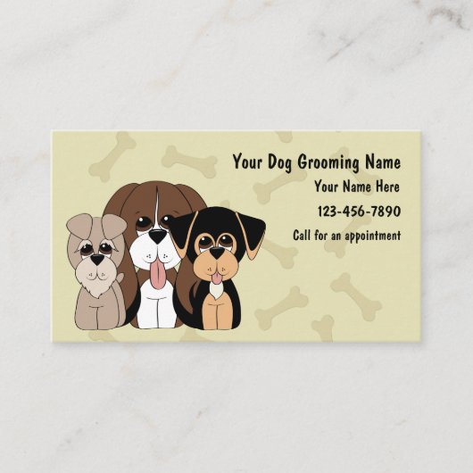 Cute Dog Grooming Visitekaartjes (Voorkant)