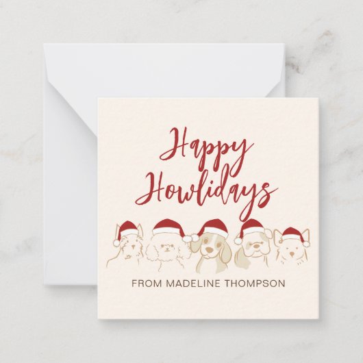 Cute Dog Happy Howlidays Kerstmis Notitiekaartje (Voorkant)