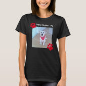 Cute Dog Happy Valentines Day Red Paws 1 Foto T-shirt (Voorkant)