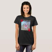 Cute Dog Happy Valentines Day Red Paws 1 Foto T-shirt (Voorkant volledig)