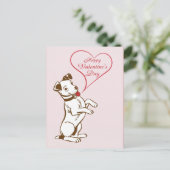 Cute  Dog Happy Valentines Day Roze Briefkaart (Staand voorkant)