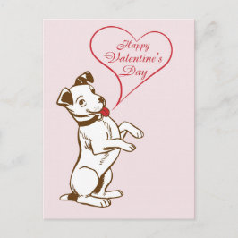 Cute  Dog Happy Valentines Day Roze Briefkaart
