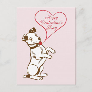 Cute  Dog Happy Valentines Day Roze Briefkaart