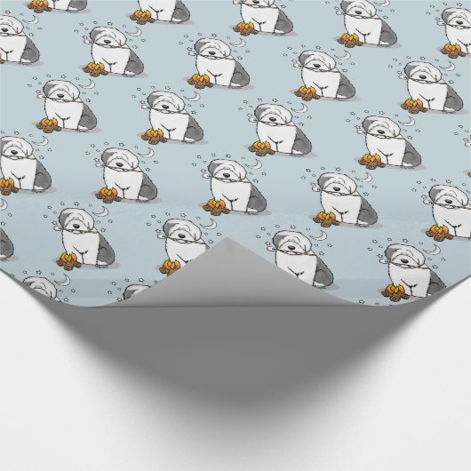 Cute Dog Hiker Camper Old English Sheepdog Grey 1 Cadeaupapier (Hoek)