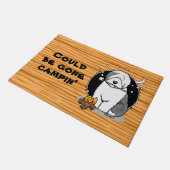 Cute Dog Hiker Camper Old English Sheepdog Grey 1 Deurmat (Schuin)